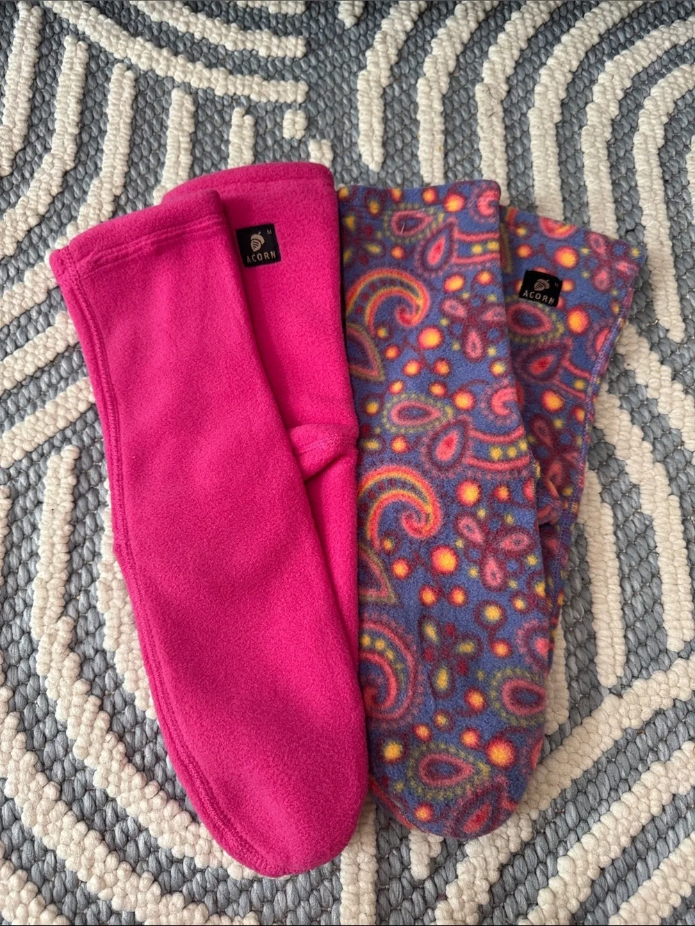 Acorn Fleece Socks Lot Medium Retro Ski Après Ski Camping Cozy
